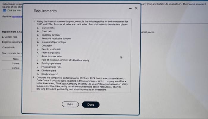 Vests (SLV). The income staterne balance sheet, and other data for both