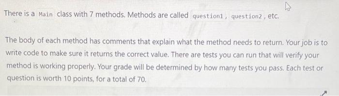 please answer all parts! There is a Main class with 7 methods.