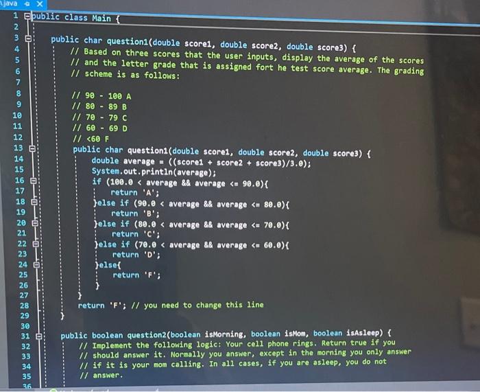 Methods are called etc. The body of each method has comments that