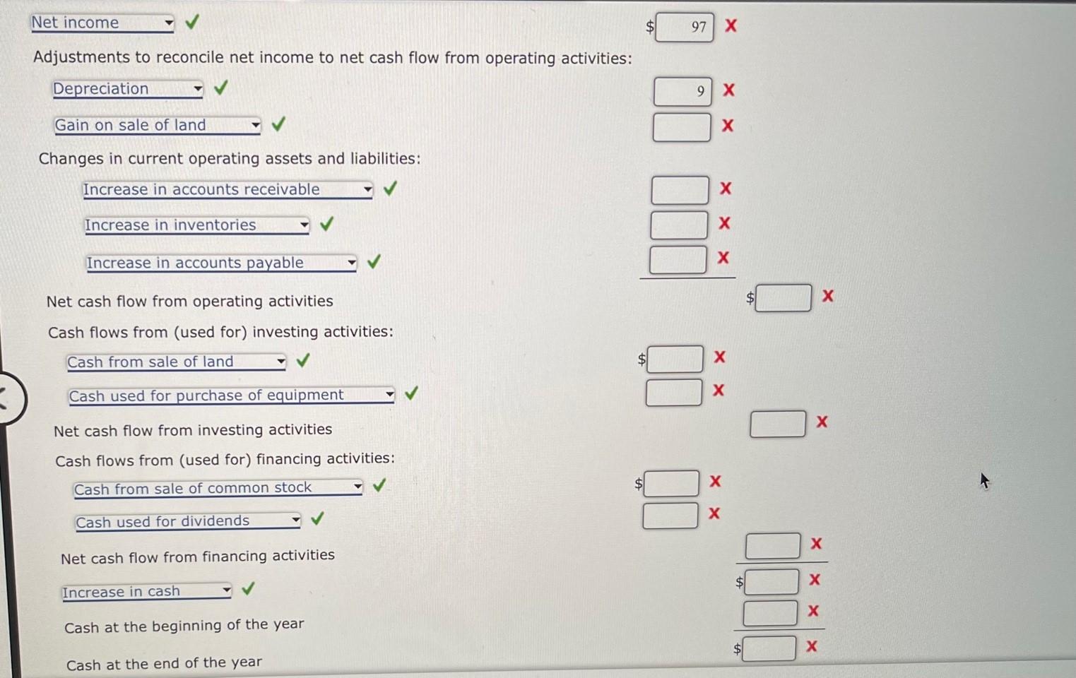asnwers, For example net income i got 97 but you can see