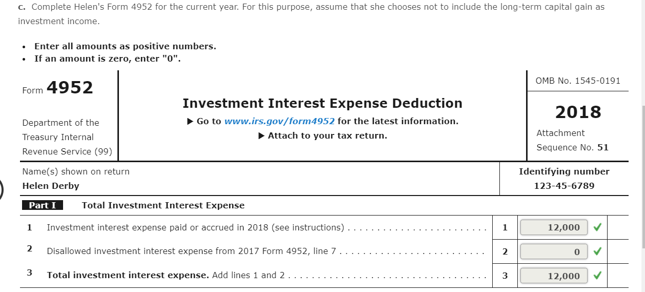 held for investment purposes. During the current year, she reported AGI of