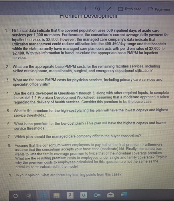 Question 7 Fit to page 1 + Premium Development Page view 1.