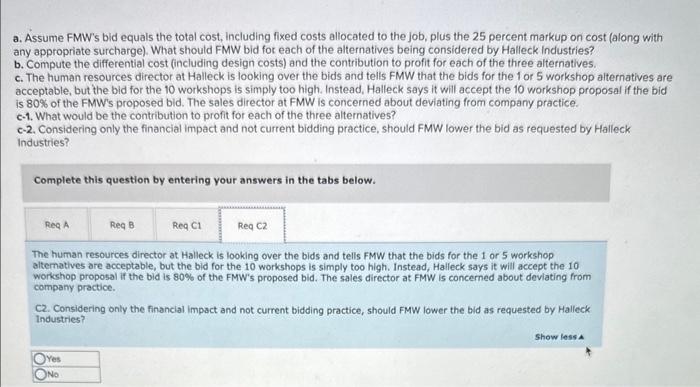 from the same organization. Halleck Industries has contacted FMW about offering one