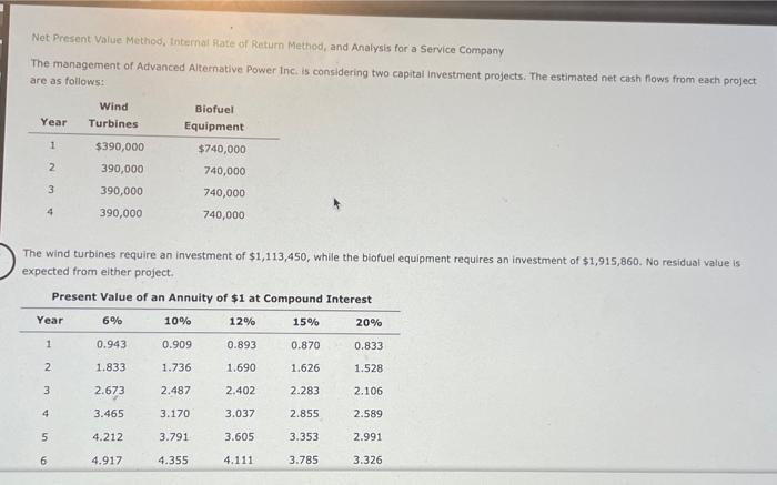  Net Present Value Method, Internal Rate of Return Method, and Analysis