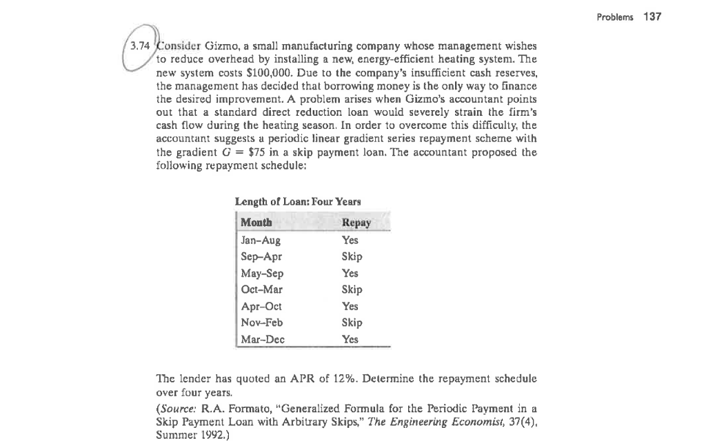  Problems 137 3.74 Consider Gizmo, a small manufacturing company whose management
