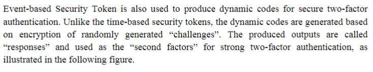  Event-based Security Token is also used to produce dynamic codes for