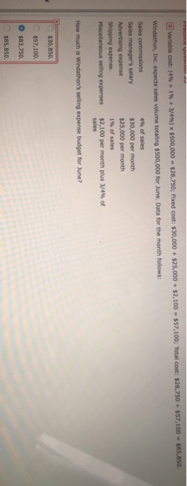  Practce uestiom aa Variable cost: (4% + 1 % + 3/4