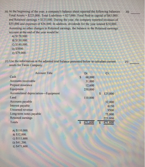 appears below. Based on 18) the information provided, what is net income