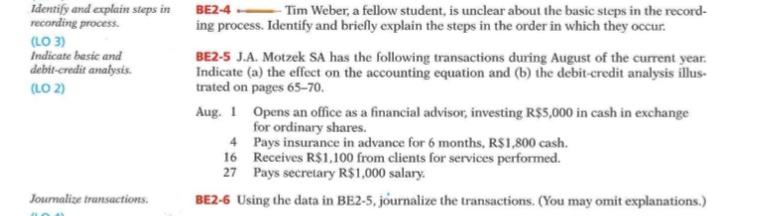  Identify and explain steps in recording process. (LO 3) Indicate basic