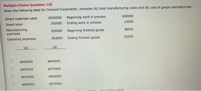 Reynoso Corporation manufactures titanium and aluminum tennis racquets. Reynoso's total overhead costs