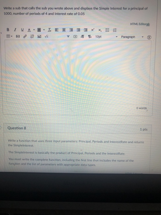 parameters: Principal, Periods and InterestRate and returns an output parameter called Simplelnterest.
