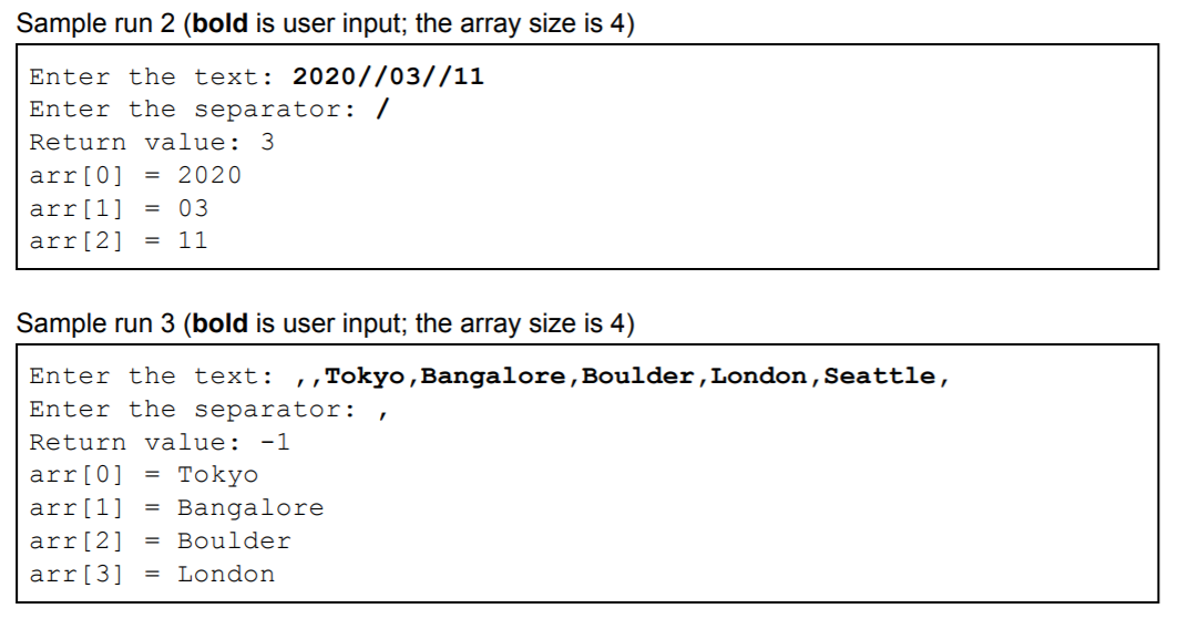 text string into pieces using a delimiter. Write a function split that
