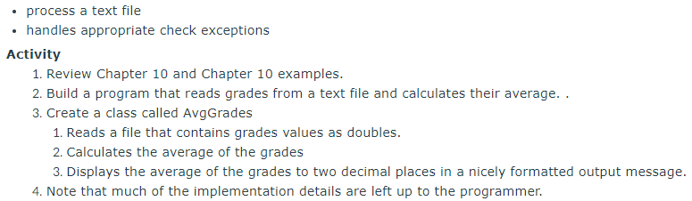 Java. Please help with the following assignment. Thank you. Outcomes for this