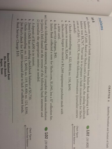 Set A Slack, com received a bank statement from Italian Bank