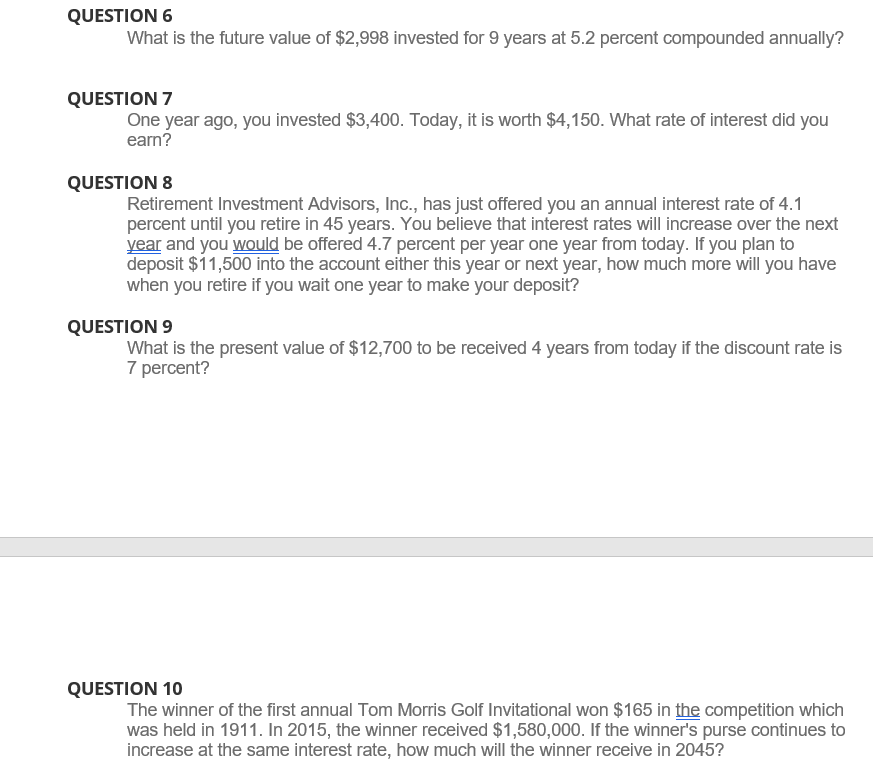 the future value of $1,000 invested for 5 years at 10%. The