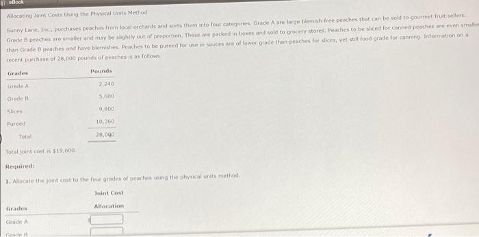  ebook Allocating Joint Costs Using the physical Units Method Sunny Lane,