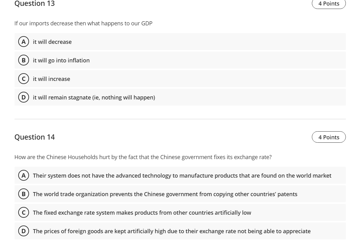  Question 13 If our imports decrease then what happens to our
