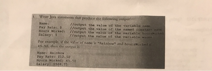 class Exercise public static void main (String[] args) //variable declaration //executable statements