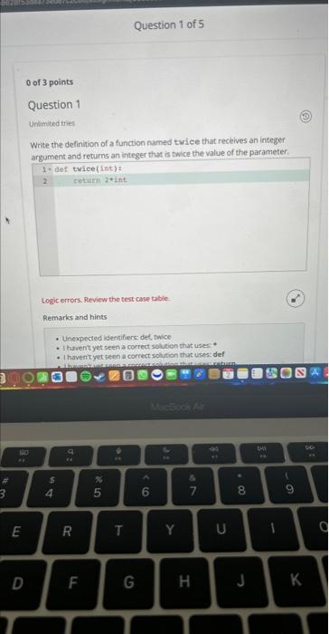 in python Write the definition of a function named tarice that receives