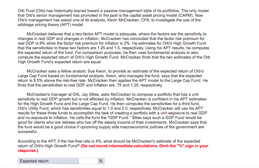  Orb Trust (Orb) has historically leaned toward a passive management style