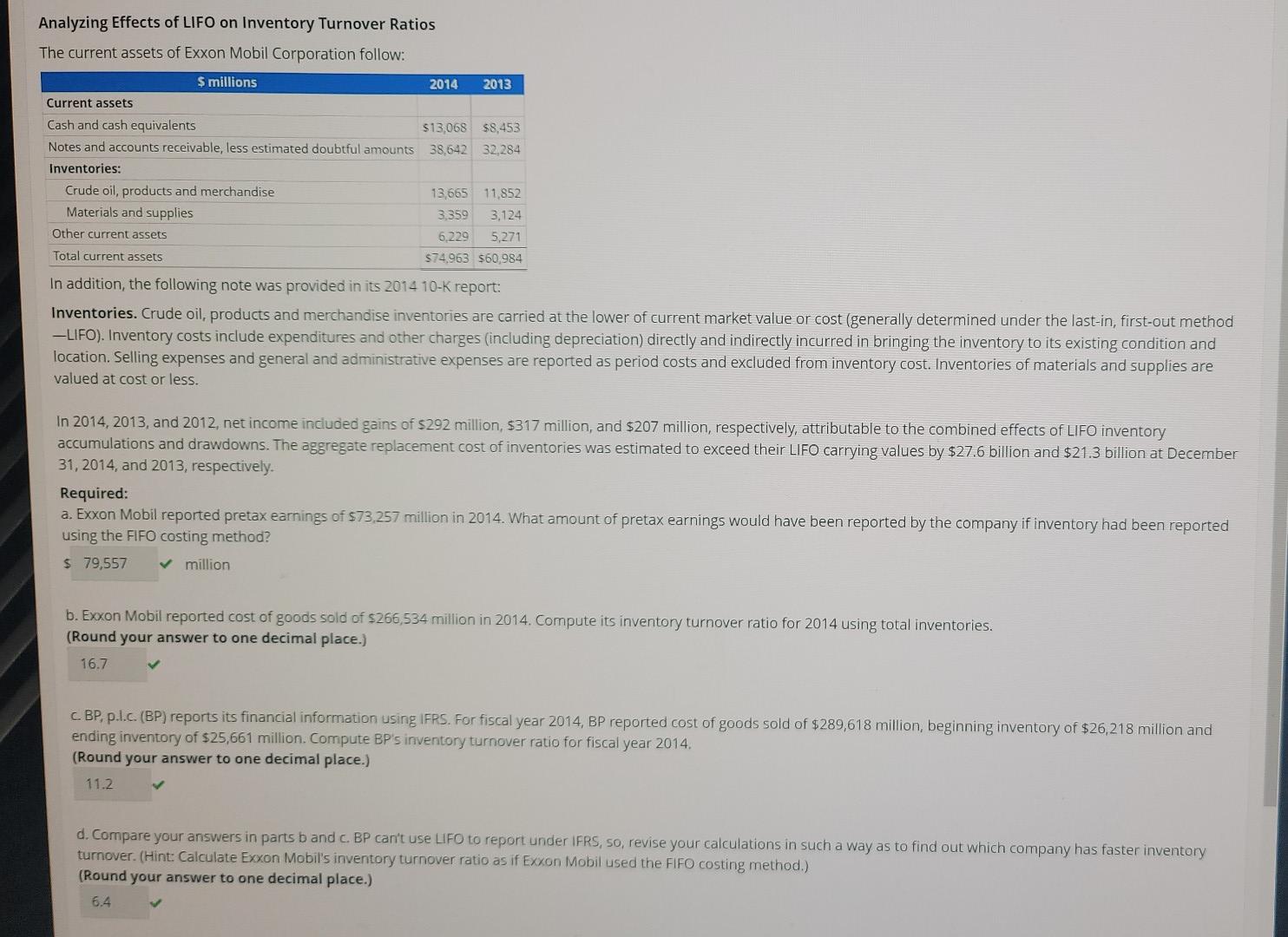 please show the work for questions a through d. Analyzing Effects