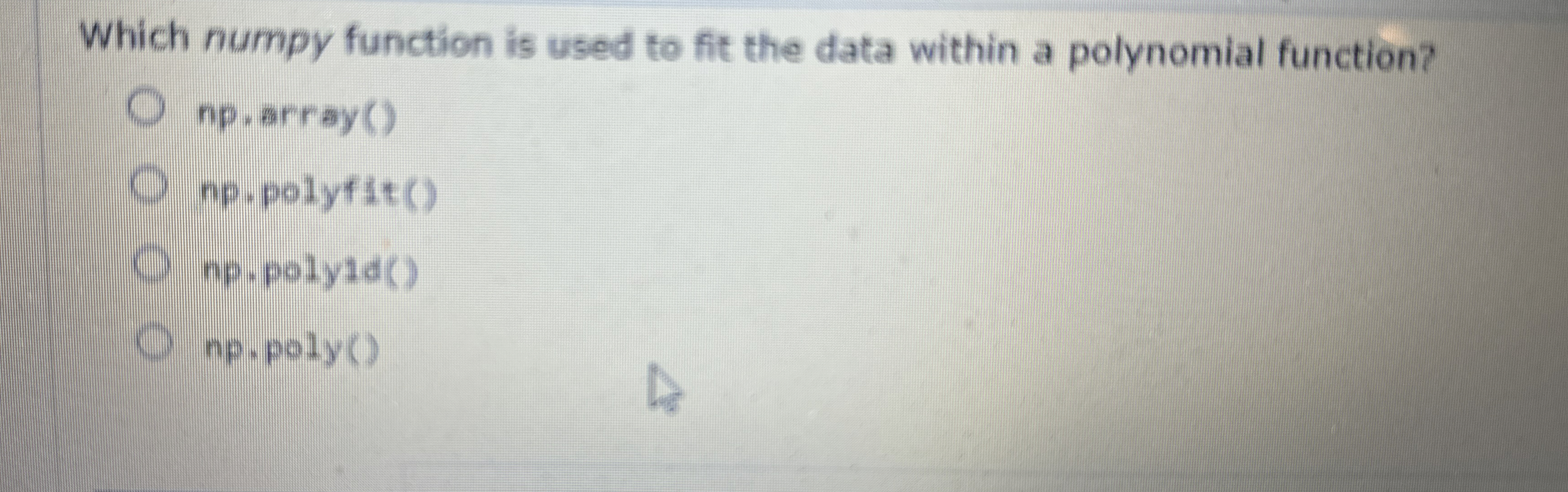  Which numpy function is used to fit the data within a
