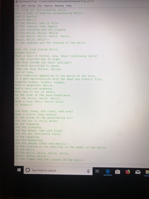 (3.7.2) File Edit Format Run Options Window Help this homework consists of