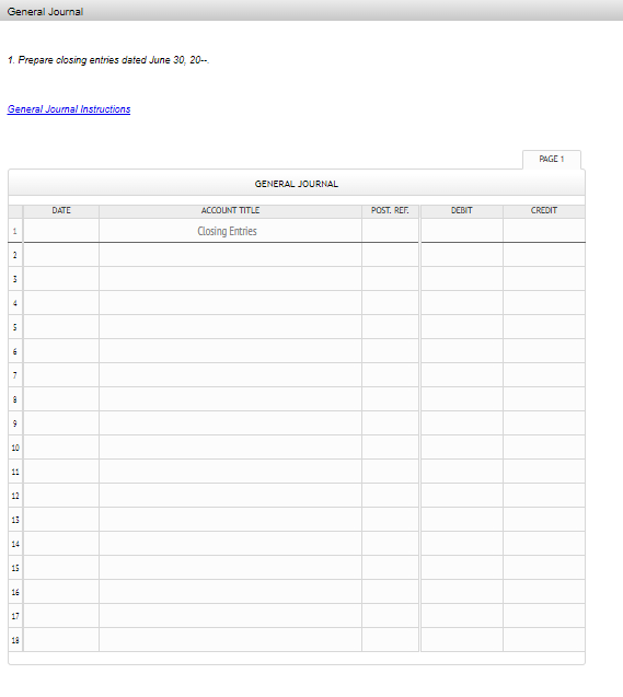 of Accounts CHART OF ACCOUNTS Chapter 06 General Ledger 1. Prepare closing