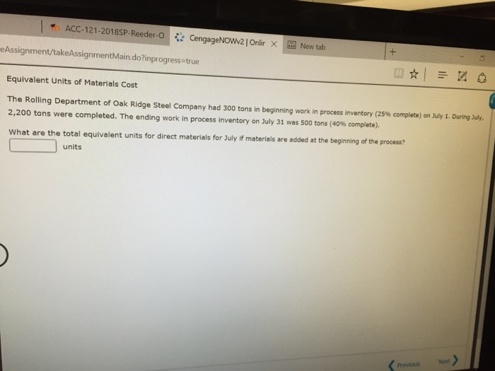 the Baking Department for March. All direct materials are placed in process