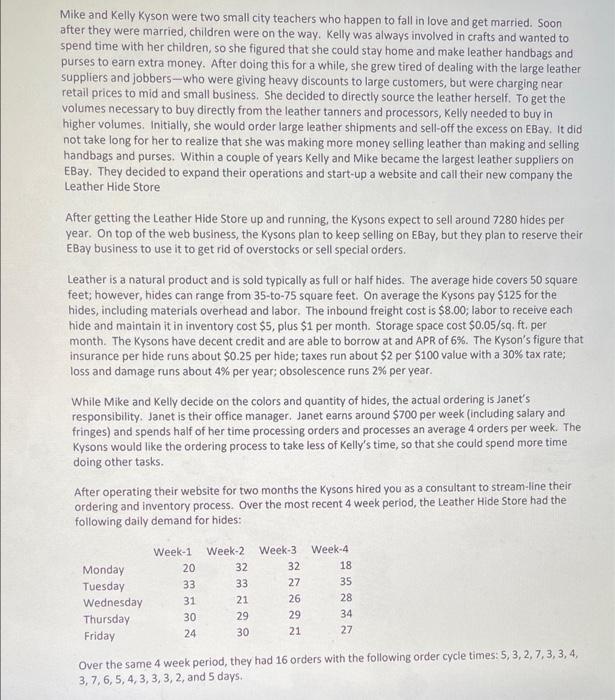 answer 1. a, b, c, d, e and 2. Mike and Kelly