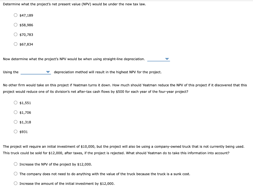 Determine what the project's net present value (NPV) would be under