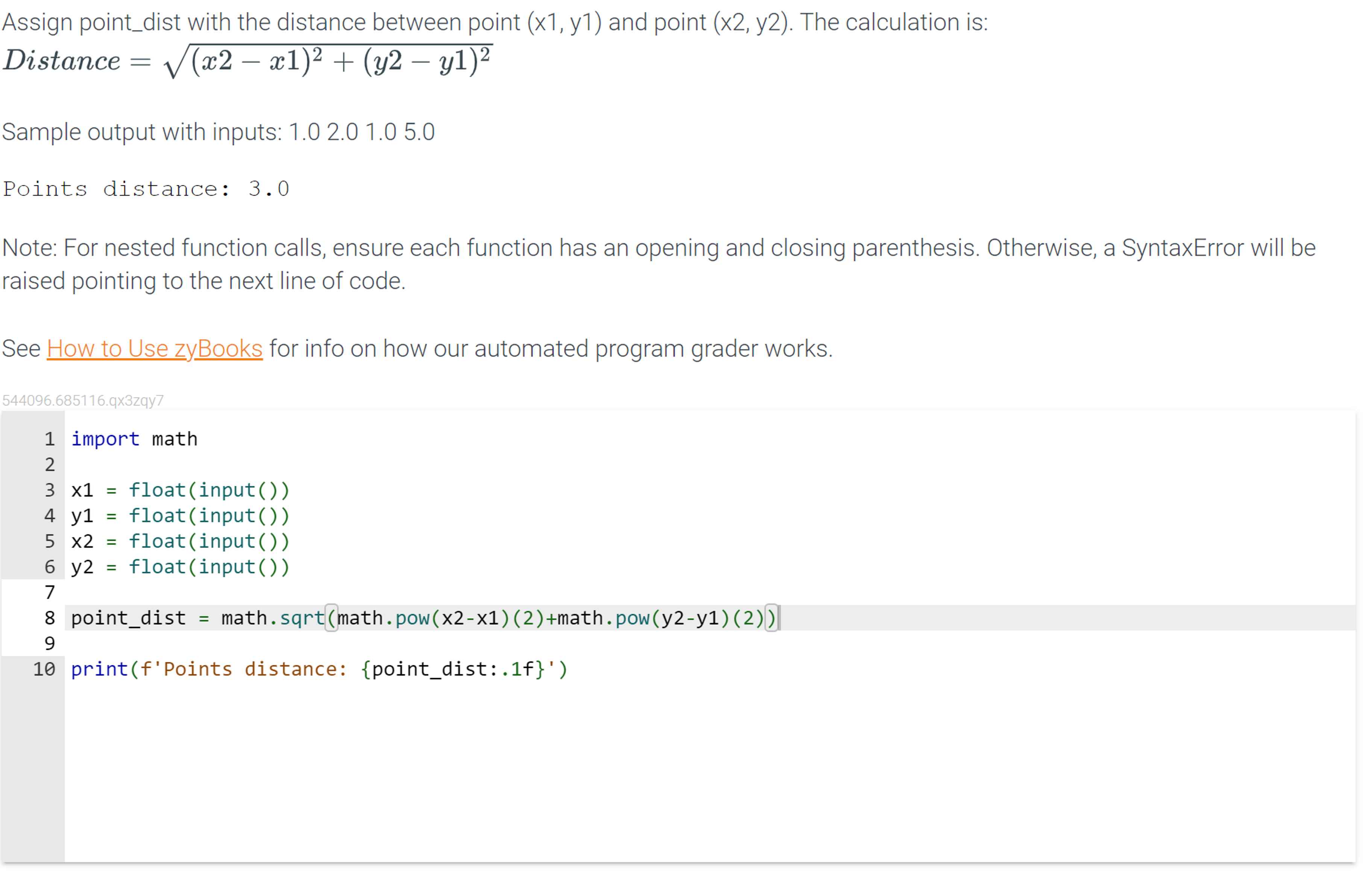  Assign point_dist with the distance between point (x1,y1) and point (x2,y2).