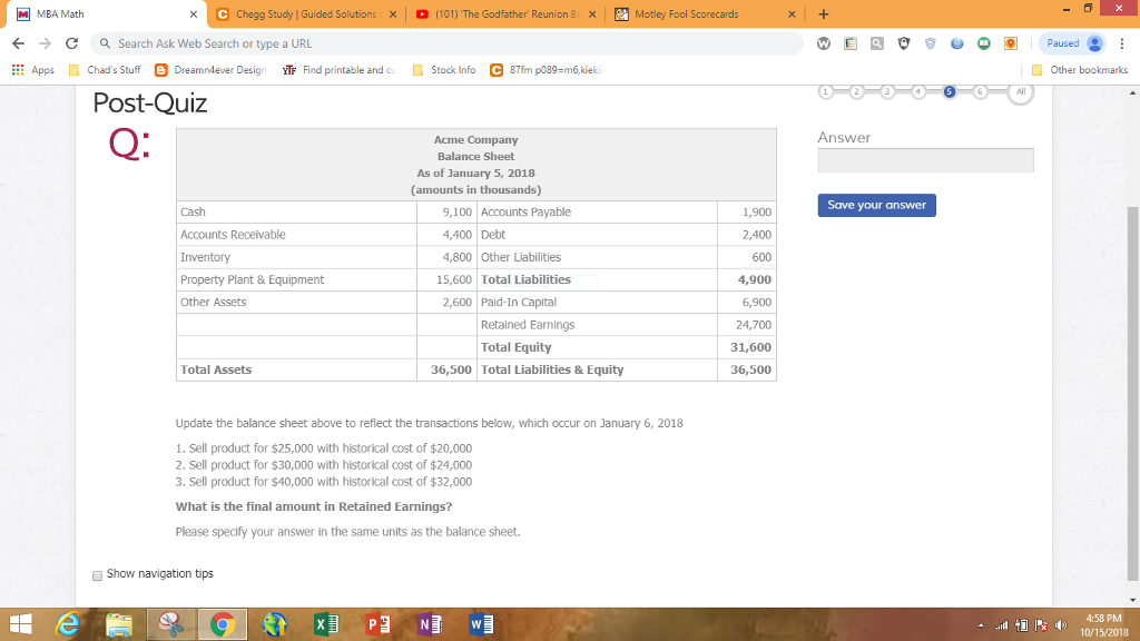  MBA Math e chegg Study l Guided Solutions (101) The Godfather.