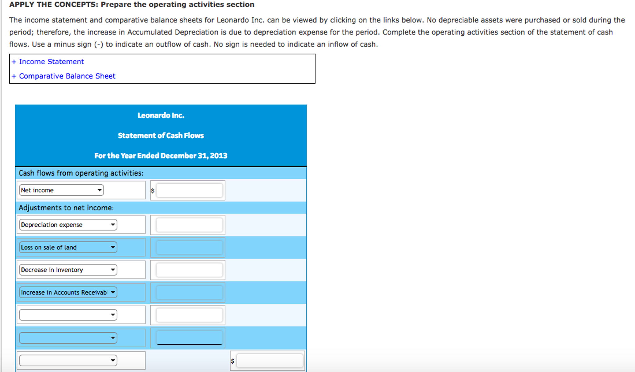 sheets for Leonardo Inc. can be viewed by clicking on the links