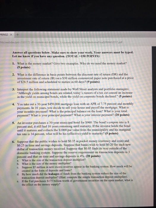 What is the money market? Give two examples. Why do we