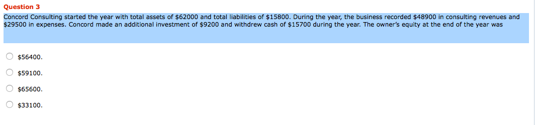 Type or paste question here Concord Consulting started the year with total