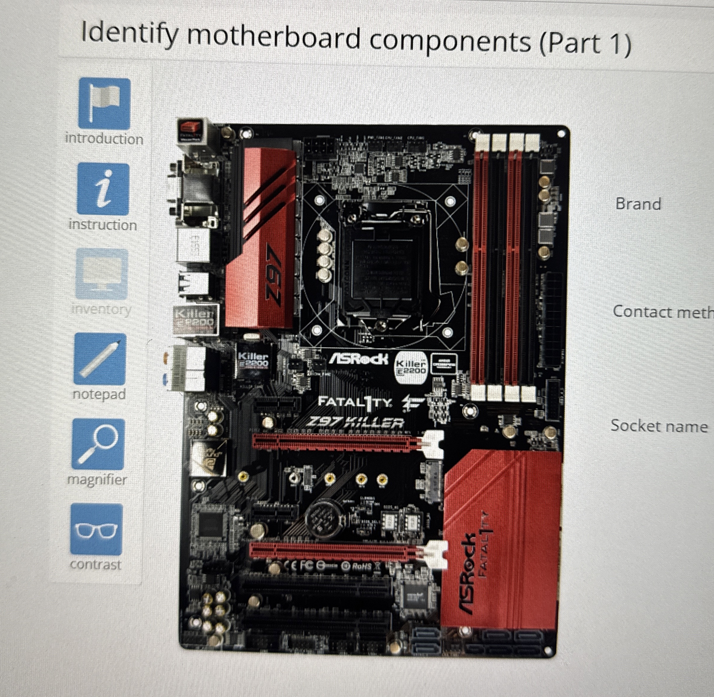 Identify motherboard components (Part 1) introduction instruction notepad magnifier contrast Brand