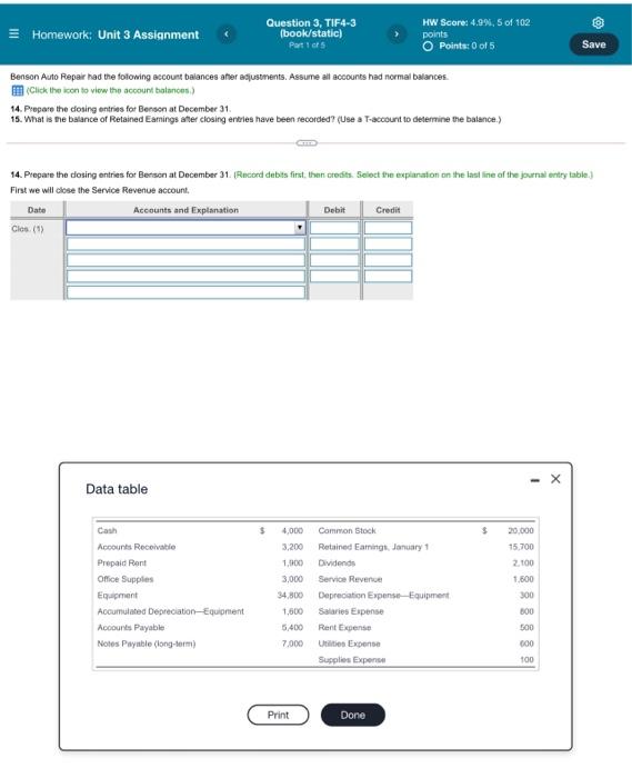  Homework: Unit 3 Assignment Question 3, TIF4-3 (book/static) Part 1 of