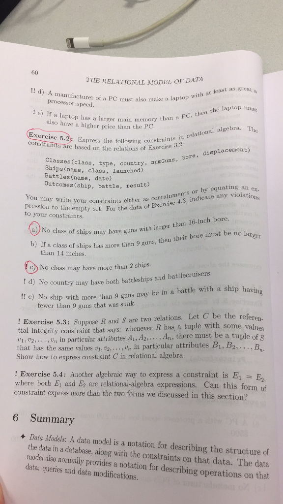 Pleae help me answer the RED CIRCLE question 60 THE RELATIONAL MODEL