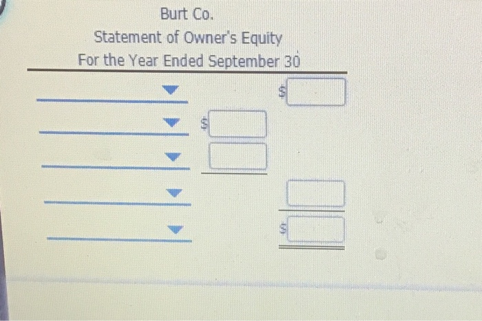 Statement of Owner's Equity For the Year Ended September 30