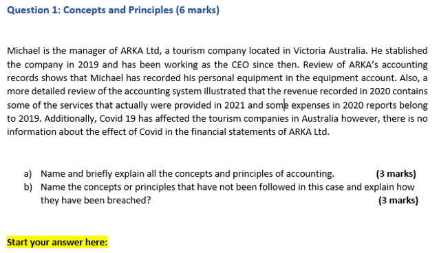 question a & b Question 1: Concepts and Principles (6 marks) Michael