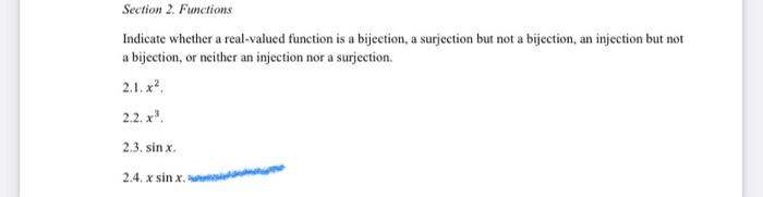  Indicate whether a real-valued function is a bijection, a surjection but
