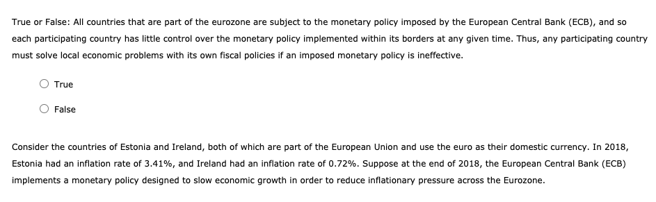 1. select the correct words in Bold Quantitative easing is an example