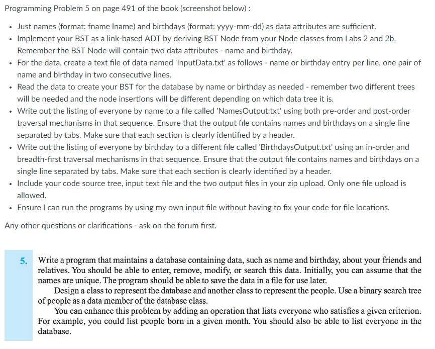  Please program in C++ Language Programming Problem 5 on page 491