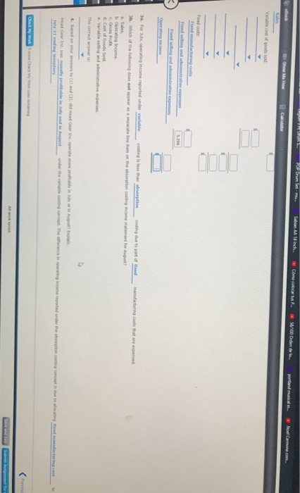 and Analys During the first month of operations ended uly 31, Head