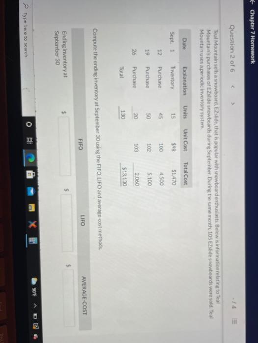  + Chapter 7 Homework Question 2 of 6 -14 E Teal