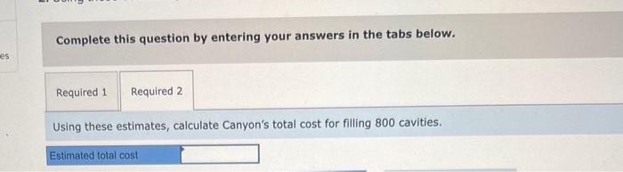 is filling cavities. Canyon has recorded the following for the past nine