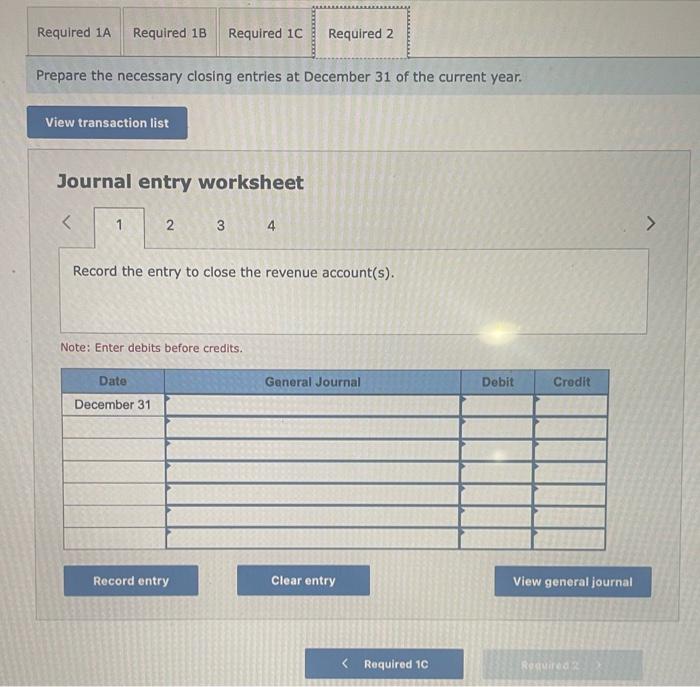year. Required: 1a. Prepare the income statement for the current year ended