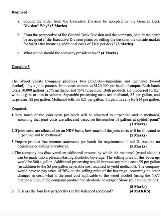 equal marks Question 2 Part A Cherry Co has two independent divisions,