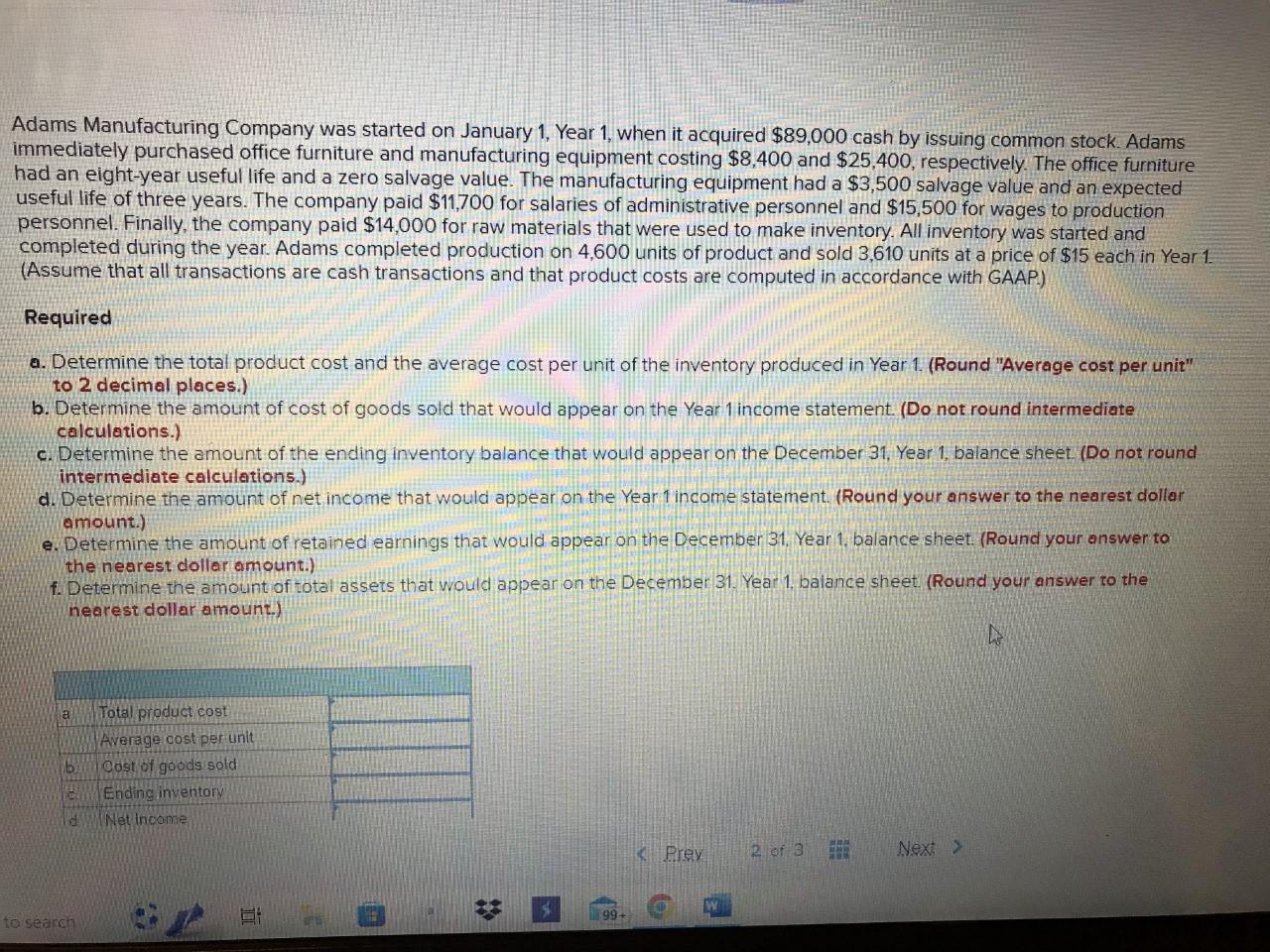 Hello, I need help with a problem that required a - e,